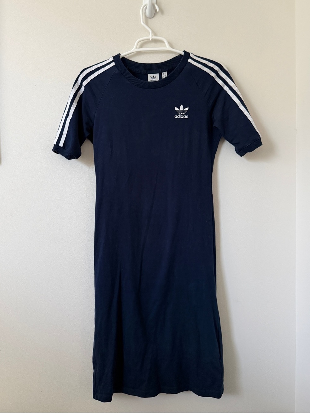 ADIDAS Navy Midi Dress with White Stripes